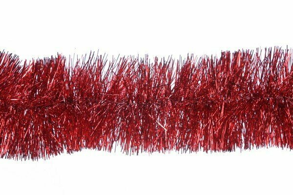 Мишура новогодняя 10см 6-180-10 красный с голографией (10 шт.)