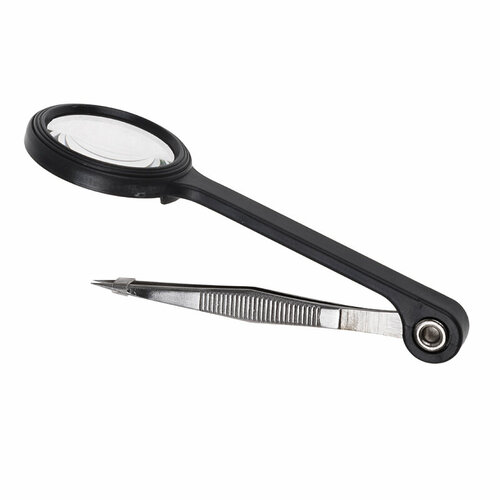 Лупа ручная увеличение 8х 24мм с пинцетом REXANT 1 шт арт 12-0411 697₽