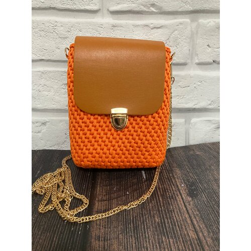 фото Сумка барсетка jew0081, фактура вязаная, оранжевый katyjewart