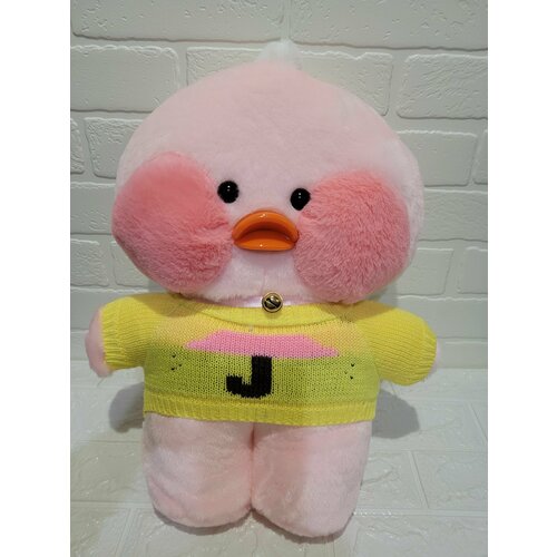Большая утка лалафанфан на подарок/ мягкая игрушка/ розовая утка в желтом свитере 48 см