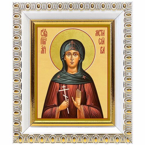 Преподобномученица Мстислава (Фокина), икона в белой пластиковой рамке 8,5*10 см