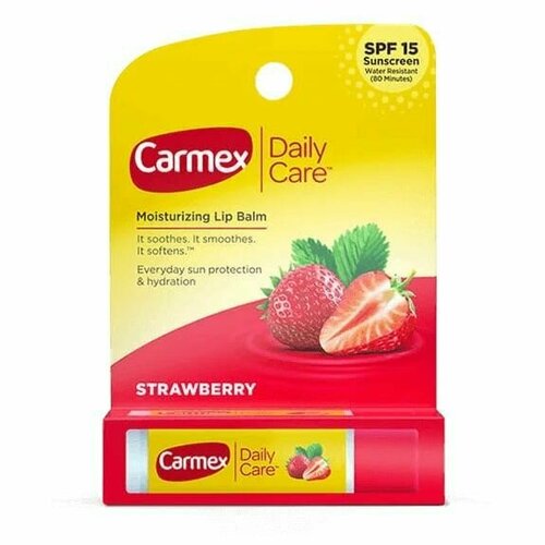 Carmex, moisturizing lip balm, бальзам для губ солнцезащитный и увлажняющий бальзам для губ spf 15 с запахом граната стик в блистере carmex