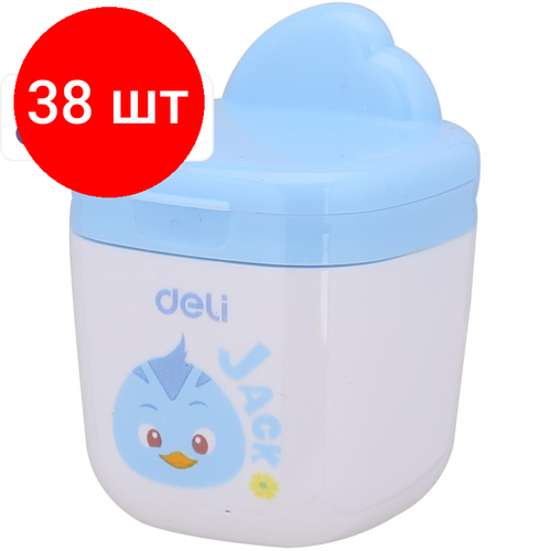 Комплект 38 штук, Точилка ручная Deli ER01300, 1 отверстие, с контейнером, пластик, ассорти