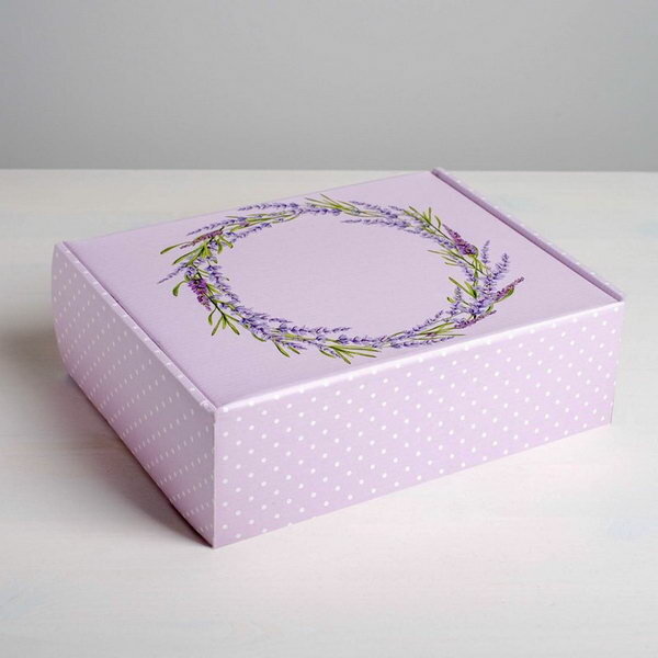 Коробка подарочная складная, упаковка, "Лаванда", 27 x 21 x 9 см