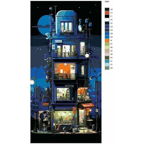 фото Картина по номерам s449 "токио неон - ночная жизнь" 40x80 см brushes-paints