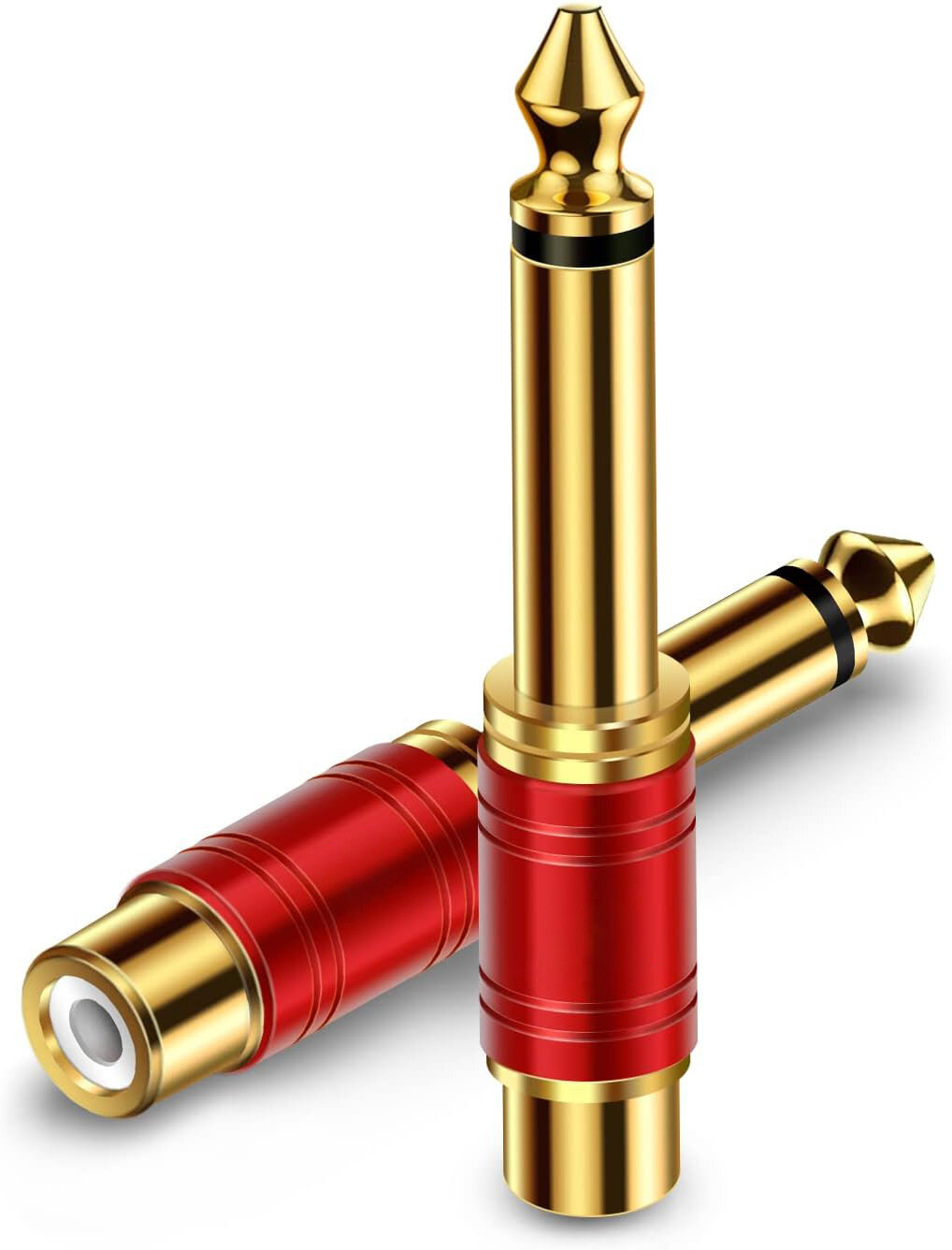 Переходник/адаптер TUBON 6.3 mm jack (M) - RCA (F) JR01 Красный