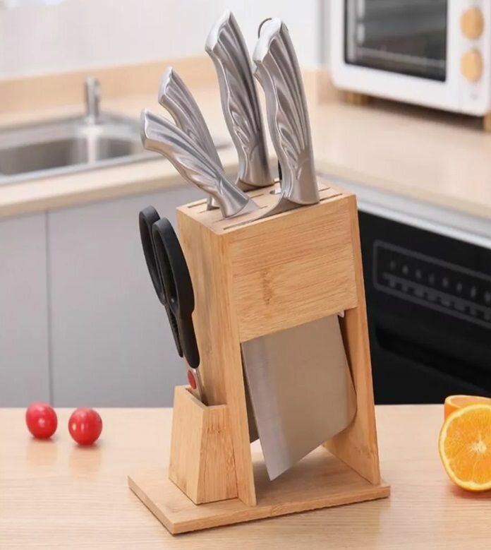 фото Подставка для ножей из бамбука на 7 предметов