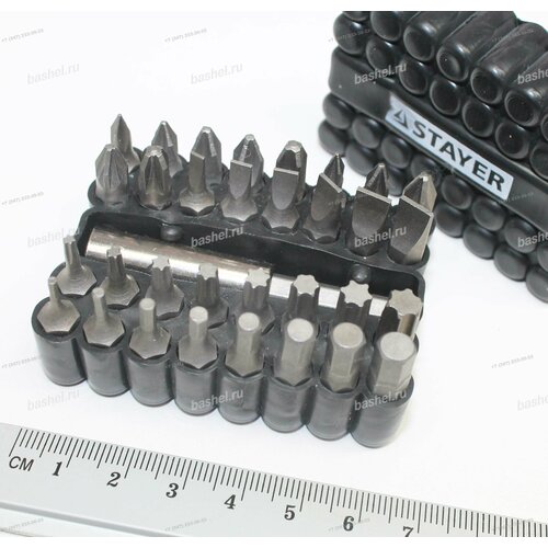 Набор бит STAYER MASTER Cr-V с магнитным адаптером в ударопрочном держателе 33 предмета электротовар 1478₽