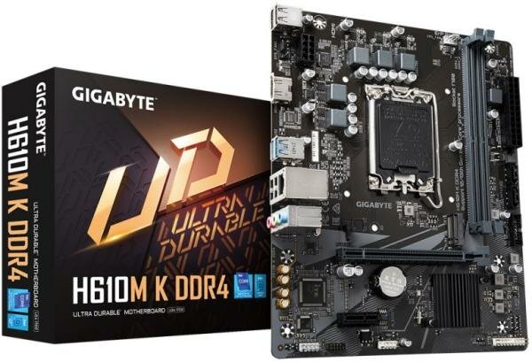 Материнская плата GigaByte H610M K DDR4 Socket 1700 H610 2xDDR4 1xPCI-E 16x 1xPCI-E 1x 2xSATA III mATX Retail