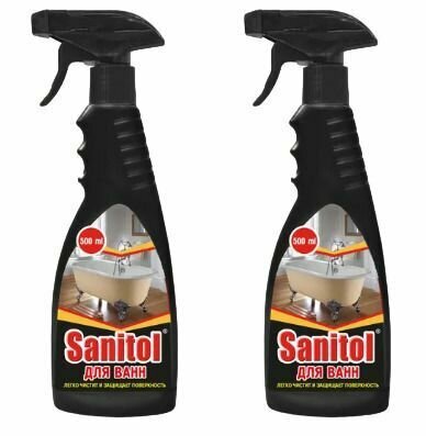Sanitol Средство для чистки акриловых, эмалированных ванн, 500 мл, 2 упаковки