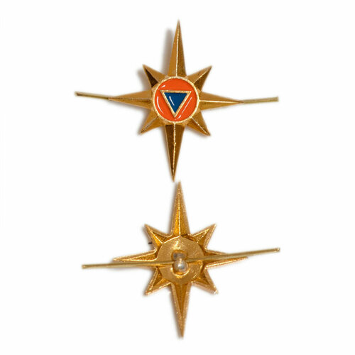 Эмблема МЧС зототая металлическая нового образца