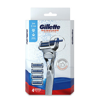 Станок для бритья Skinguard Sensitive + 4 кассеты, Gillette, 1 шт, Россия