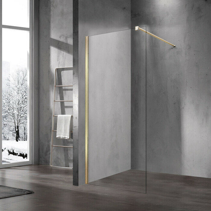 фото Душевая перегородка Vincea Walk-In VSW-1H 80х120х200 профиль матовый золотой, стекло прозрачное (VSW-1H800CLG)