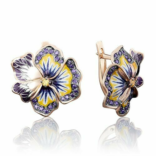 Серьги PLATINA красное золото 585 проба фианит эмаль красный 58835₽