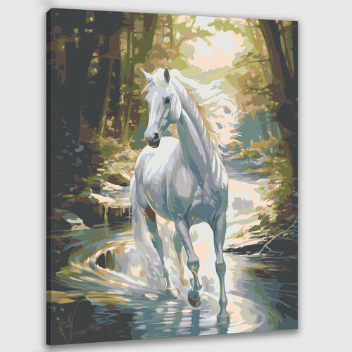 Картина по номерам 50х40 Белая лошадь картина по номерам две картинки colibri девушка и белая лошадь