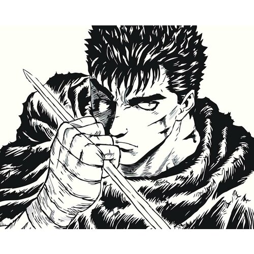 Картина по номерам Берсерк Berserk манга аниме: Гатс чб