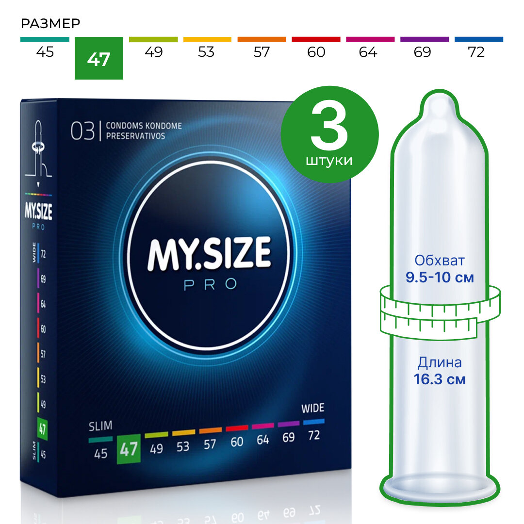 MY.SIZE / MY SIZE размер 47 (3 шт.)/ Майсайз презерватив маленького размера - ширина 47 мм/узкий