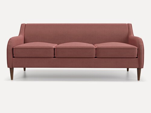 Изображение товара Дизайнерский прямой диван Soft Element Вектор Rose, трехместный, деревянные ножки, велюр, розовый, современный лофт