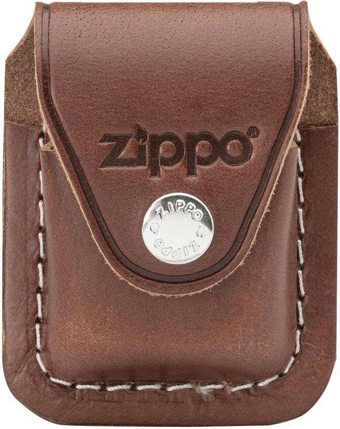 фото Чехол Zippo для зажигалки, кожа, с металлическим фиксатором на ремень, коричневый, 57х30x75 мм
