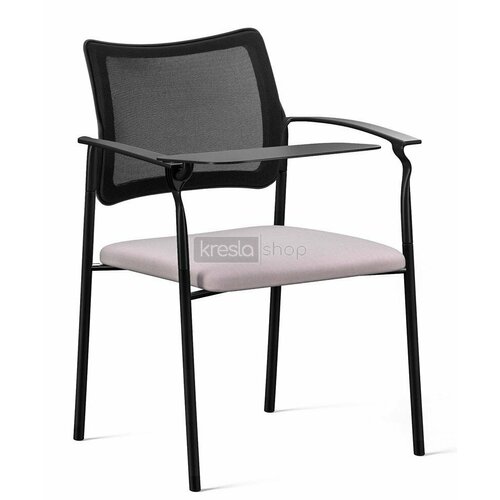 Конференц-кресло Pinko Pinko Mesh 4legs black Jade 9502 Arms+WT cо столиком, черные металлические ножки, черная сетка, серая ткань