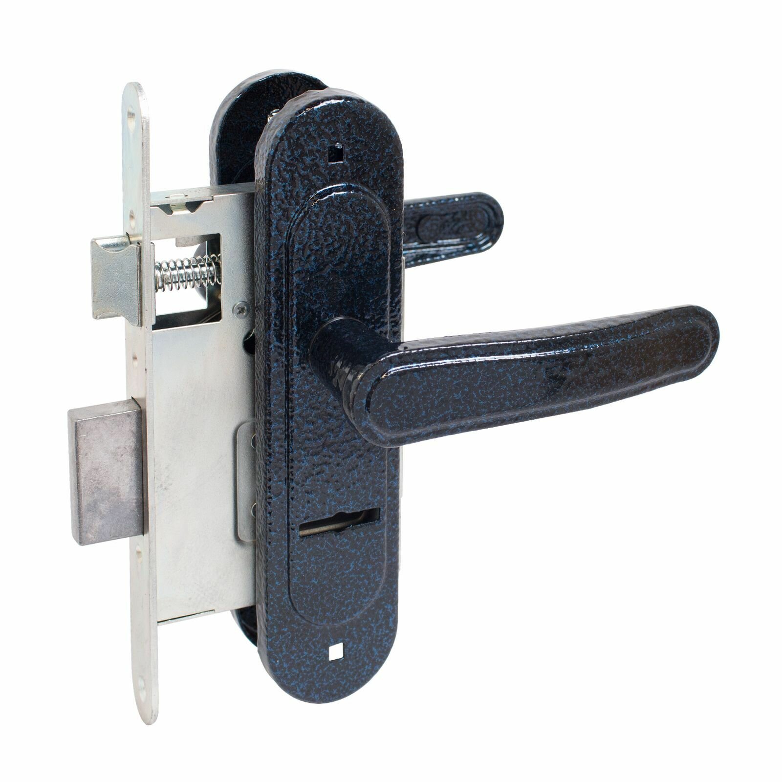 Врезной замок Птимаш ЗВ9-4.03 с ручками синий муар сувальдный 3 ключа