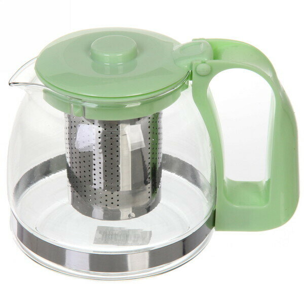 фото Чайник заварочный стеклянный 700 мл с металлическим ситом большая ручка Селфи, микс