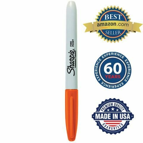 Маркер перманентный SHARPIE (США) оранжевый, "Fine", круглый наконечник, 1 мм