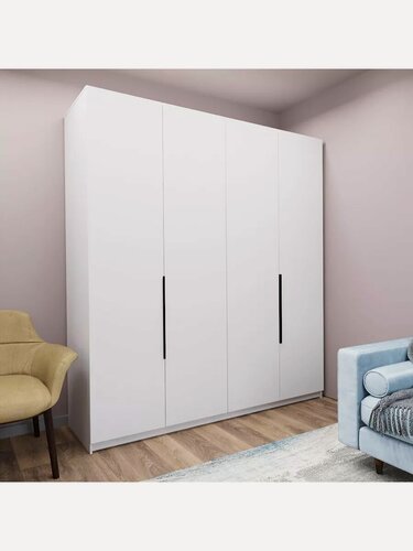 Изображение товара Шкаф КМЗ, для одежды, белый, ЛДСП, шариковые направляющие, 4 двери, 6 ящиков