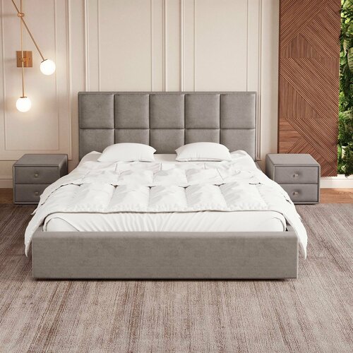 Односпальная кровать 120х200 Флоренция (2024), ортопедическое основание с усиленными ламелями, подъёмный механизм, ящик для белья, фабрика Микс-Интерьер (Россия), гарантия 5 лет, ширина (матраса) 120 см (120*200 см), серый микровелюр