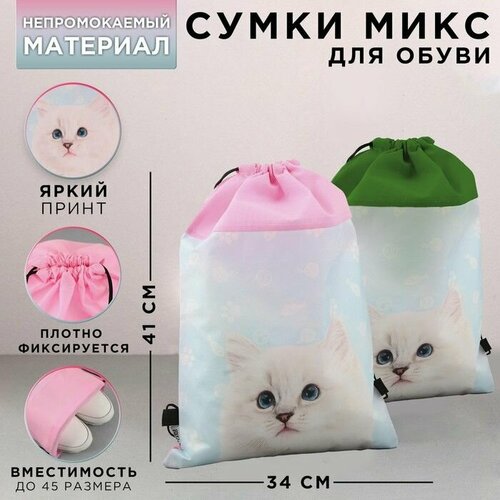 Сумка для обуви Мысли кота нетканное полотно размер 41х31 см 636₽
