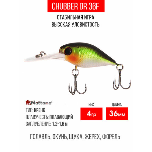 Воблер для рыбалки Mottomo Chubber DR 36F 4g кренк плавающий для спиннинга, троллинга. Приманка на язя, щуку Light Green