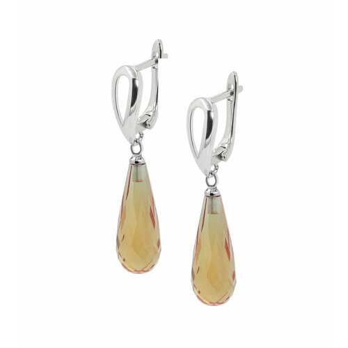 Серьги с подвесками SILVARIE, султанит синтетический, желтый, серебряный