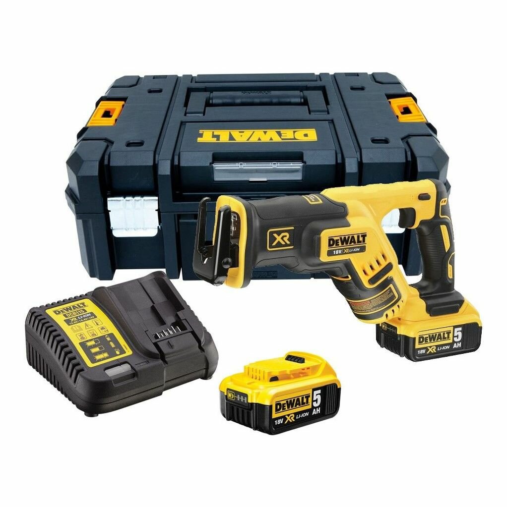 Аккумуляторная бесщеточная сабельная пила DEWALT DCS367P2, 18 В, XR, 0-2900 ход/мин, с 2 АКБ 5 Ач и ЗУ, в кейсе