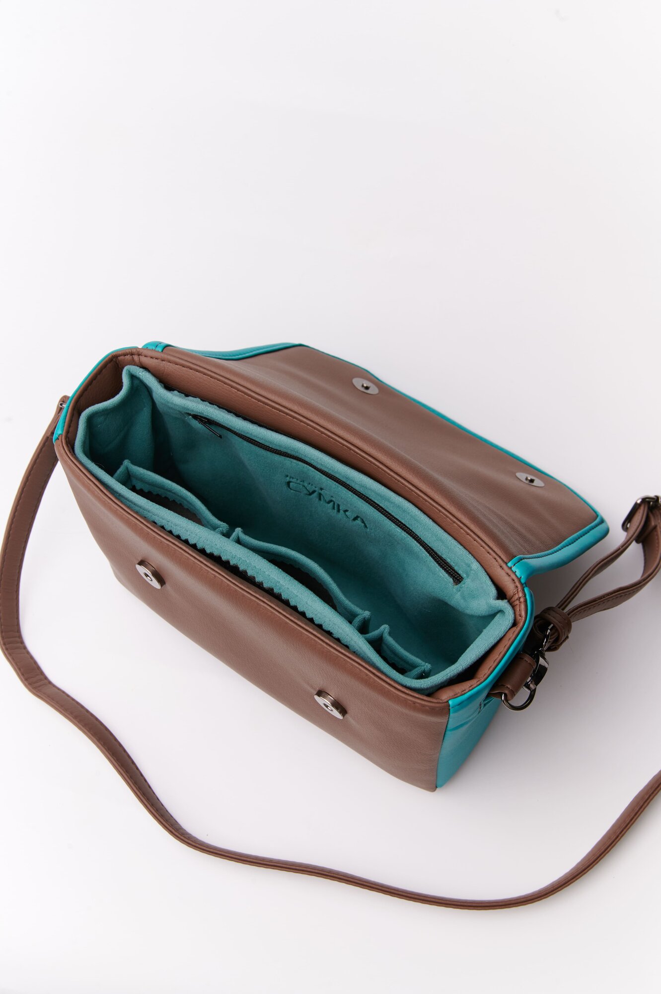 Сумка кросс-боди Простосумка, фактура зернистая, матовая, гладкая, коричневый — фото 1