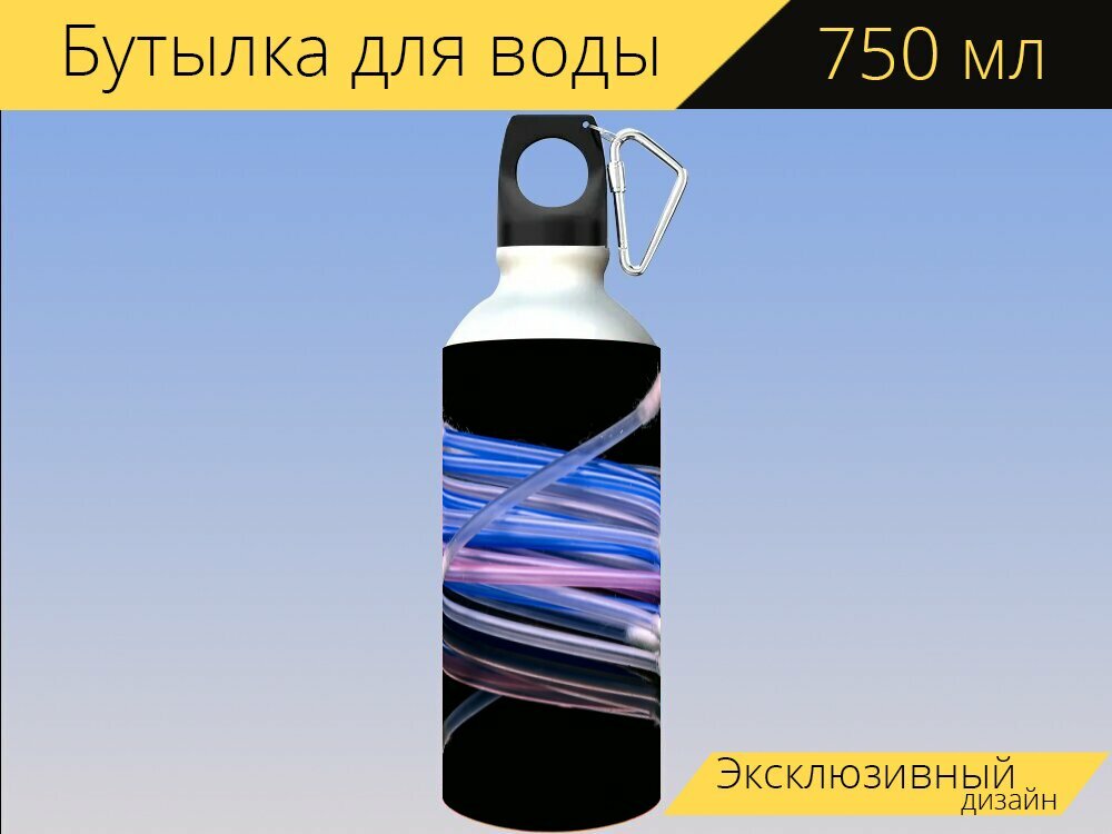 Бутылка фляга для воды "Ватный тампон, вата, гигиенические" 750 мл. с карабином и принтом