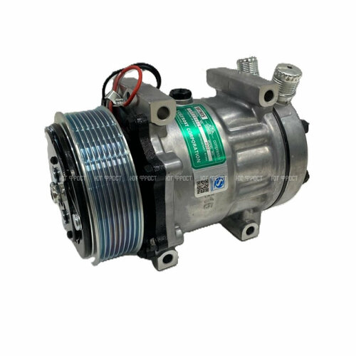 Компрессор кондиционера YF-7H15 PV8 12V (выходы вертикальные, сквозное крепление)