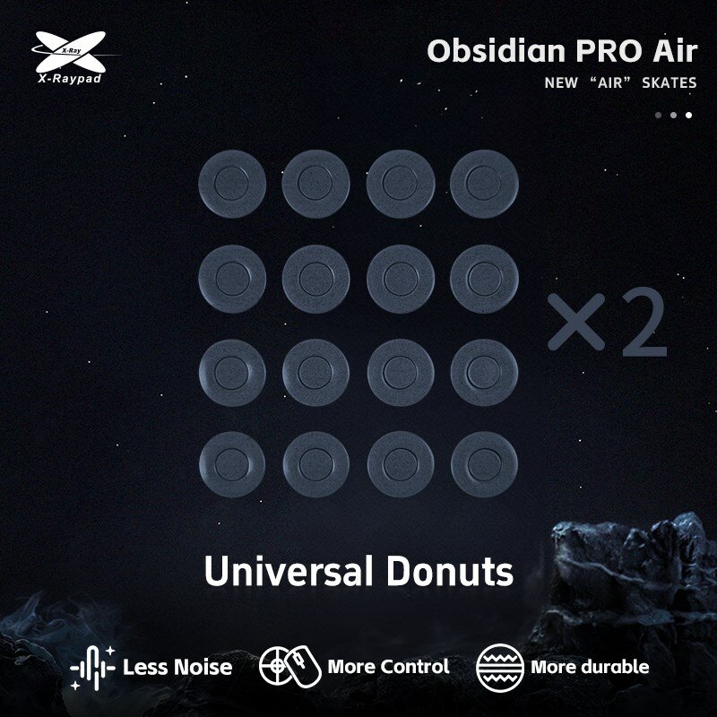Ножки для мыши (глайды) X-raypad Obsidian Pro Air Skates Universal Donuts, универсальные, 1.0мм, D=9.5мм, 32шт
