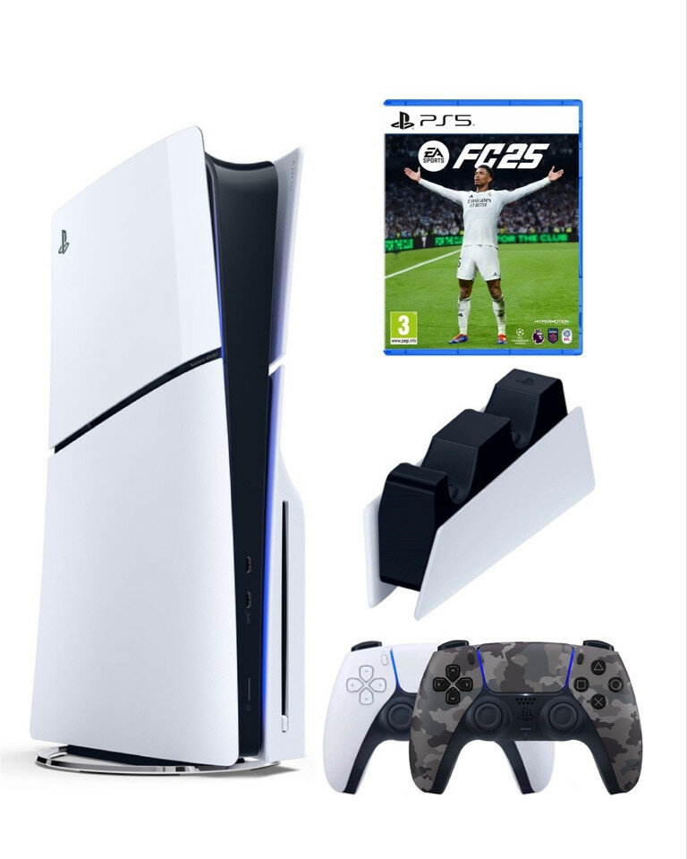 Приставка Sony Playstation 5 slim 1 Tb+2-ой геймпад(Camo)+зарядное+FC25