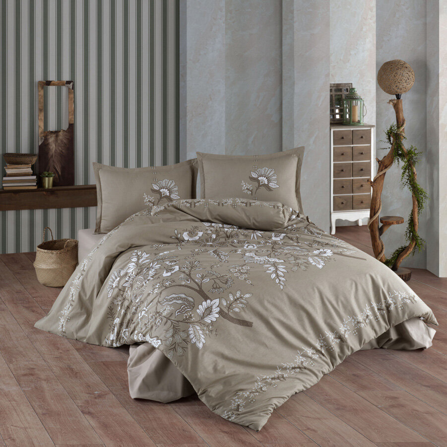 Постельное белье из ранфорса Mohana Beige v-2 (4 предмета) Karven (бежевый) Евро (наволочки 50x70)