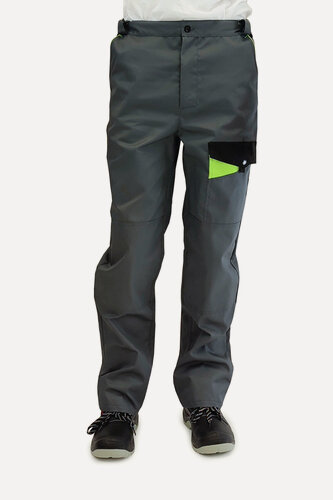 Изображение товара Брюки рабочие, тк. Твил во, пл.250г /м2 Серый темный, отделка черная, лимон