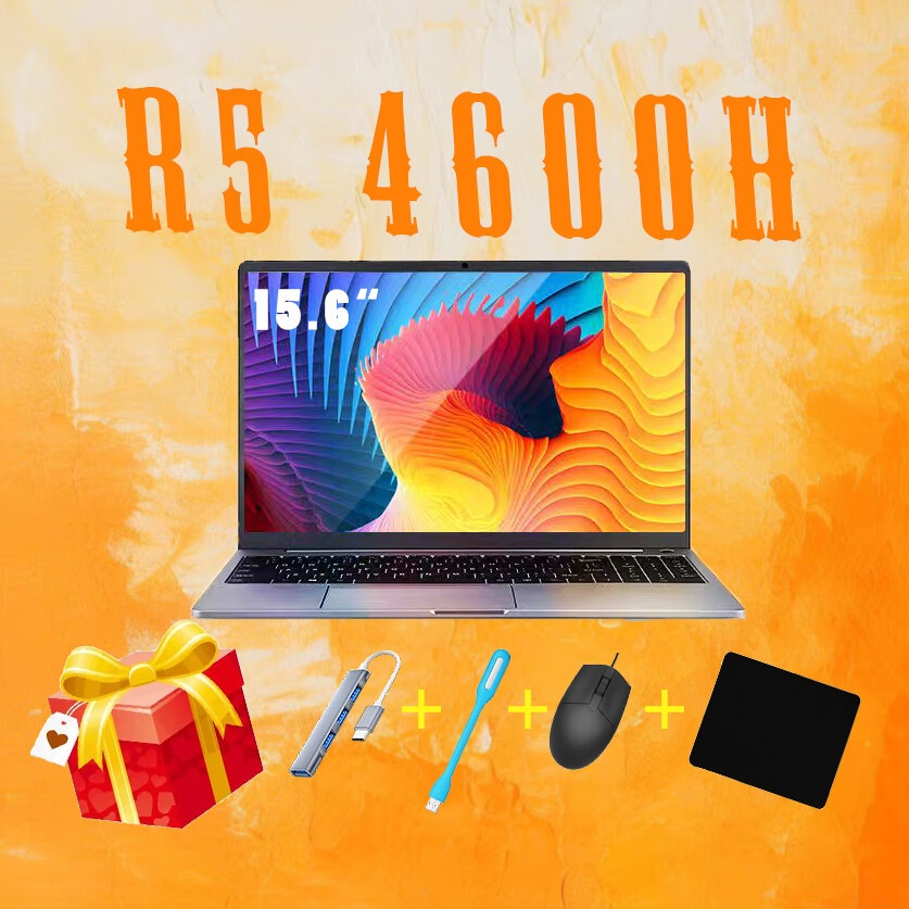 15.6" Игровой ноутбук HuiPu-S07-R5-4600H , AMD Ryzen 5 4600H (2.9 ГГц), RAM 16ГБ, SSD 512ГБ, AMD Radeon, Windows Pro,