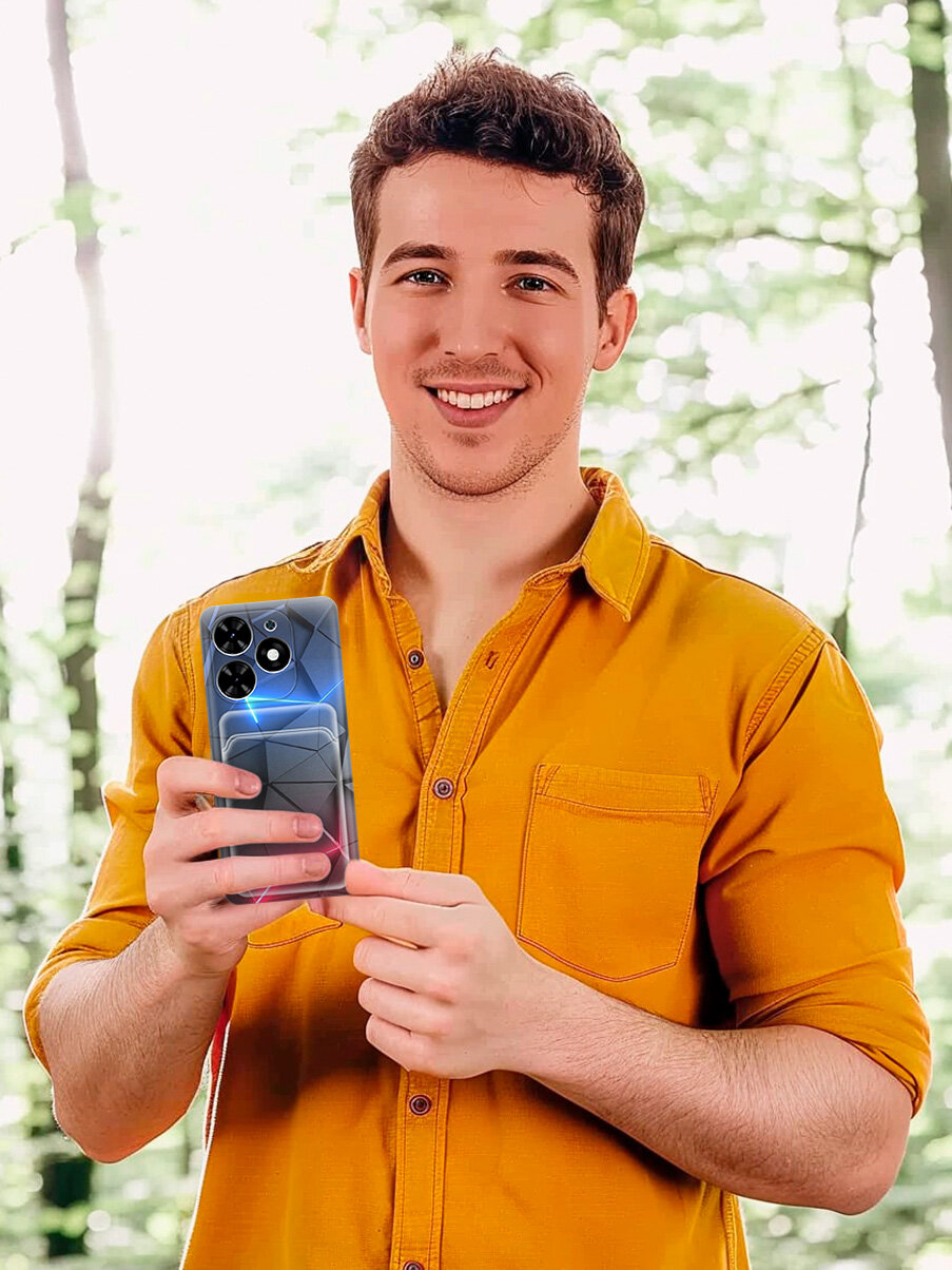 Силиконовый чехол на Tecno Pop 8 / Spark Go 2024 / Spark 20 / 20C с рисунком "Графитовые грани" и карманом для карт — фото 1