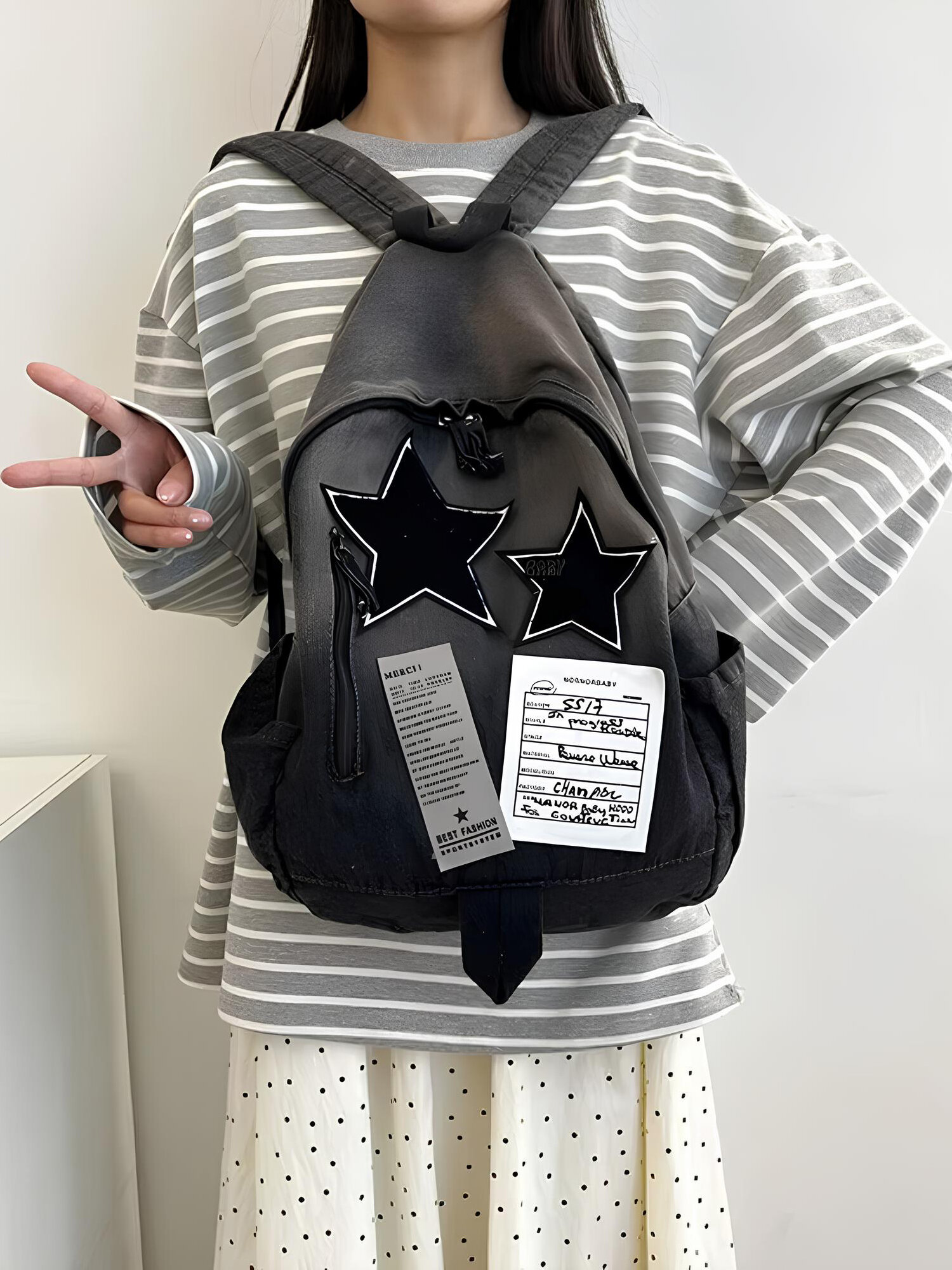 Рюкзак джинсовый y2k школьный корейский для подростков, городской портфель для девочки — фото 1