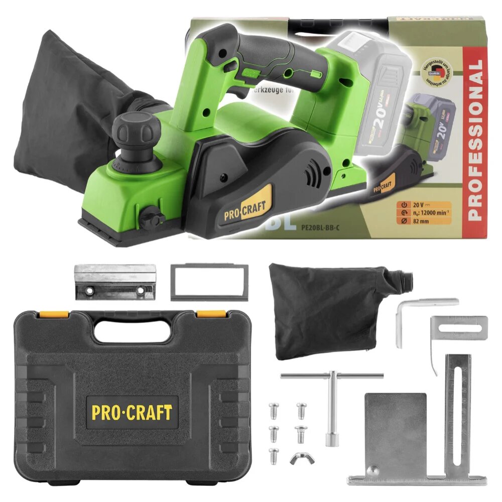 PROCRAFT Рубанок аккумуляторный 20В 82мм/1мм (Без АКБ и ЗУ) PE20BL