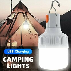 Сверхъяркий LED-светильник с USB-зарядкой: энергосберегающий фонарь для дома, улицы и кемпинга (аварийное освещение)