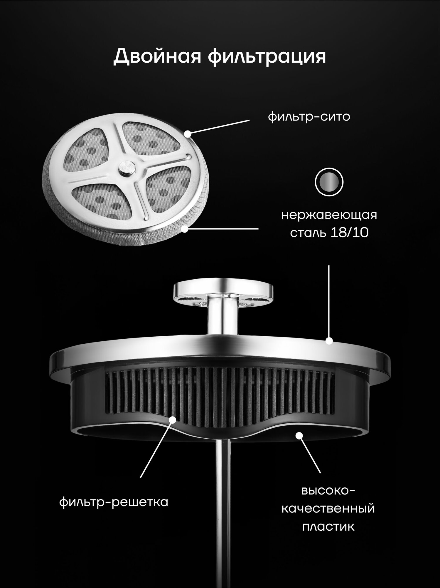 Френч-пресс Polaris Toledo-1100FP Прозрачный — фото 1