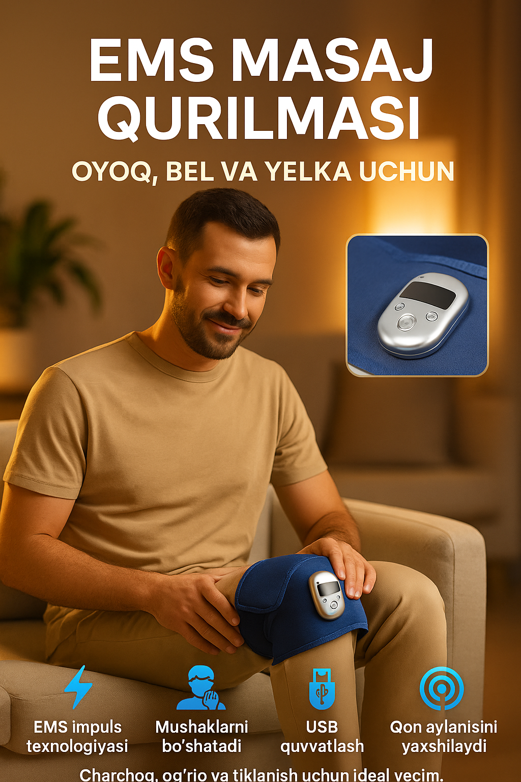 Массажер, вибрационный, с подогревом, регулировка интенсивности — фото 1