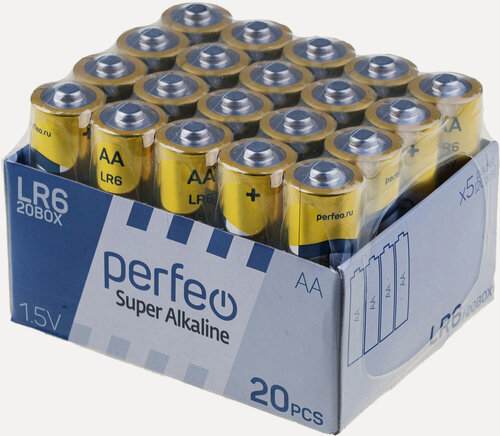 Изображение товара Батарейки Perfeo Super Alkaline LR6/20BOX AA, щелочные, 1,5 В, 20 шт