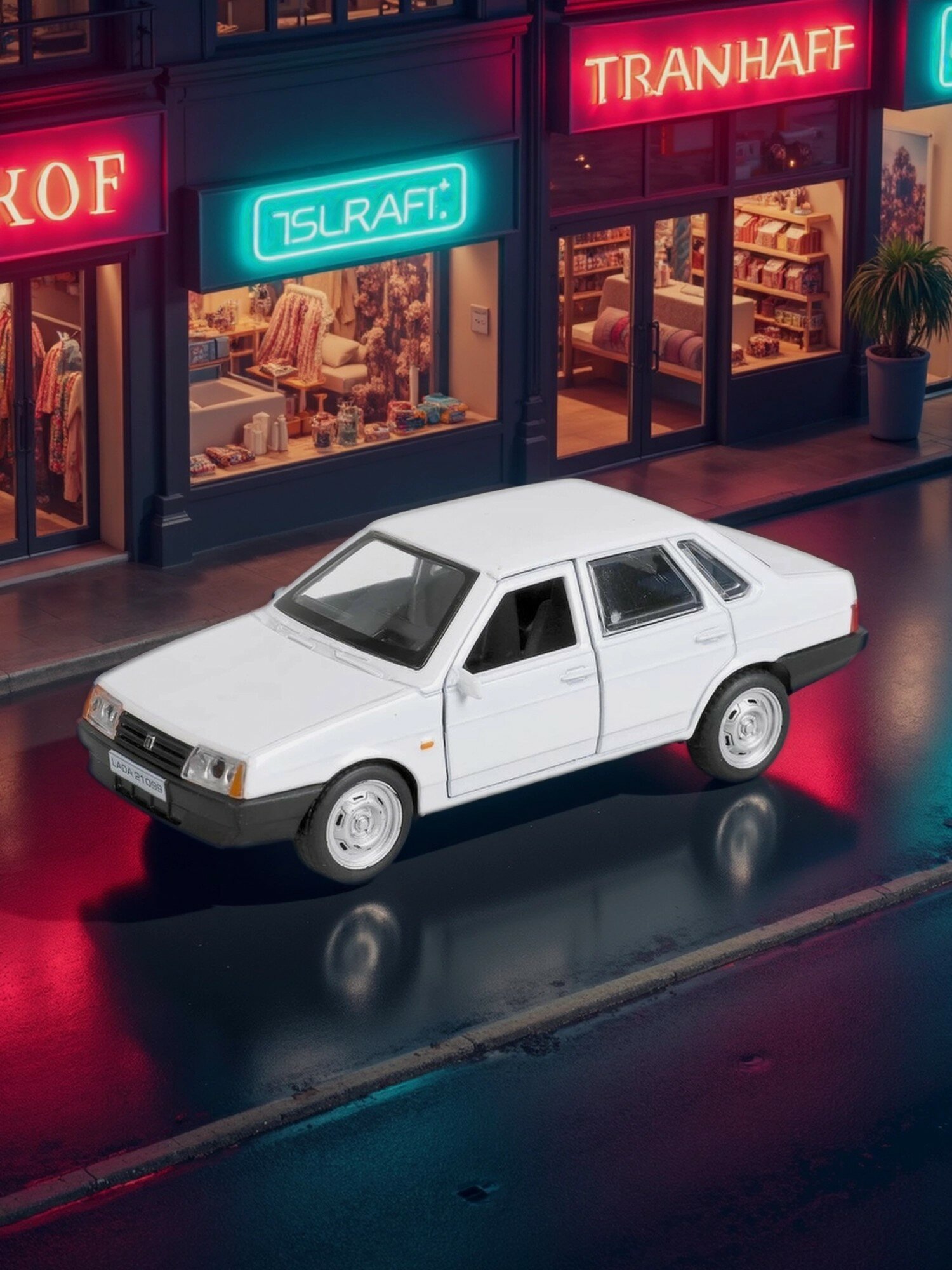 Машинка металлическая инерционная Технопарк ВАЗ-21099 "спутник" 12 см, белая