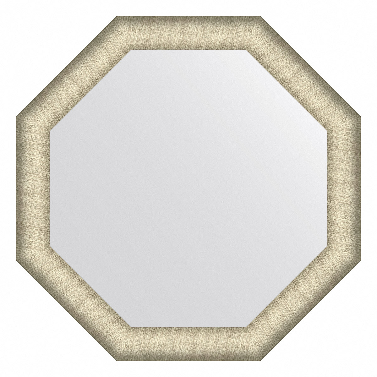 Зеркало настенное Octagon EVOFORM в багетной раме брашированное серебро, 60х60 см, для гостиной, прихожей, спальни и ванной комнаты, BY 7422
